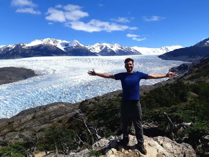 Guiliano exploring the glaciers of Chile