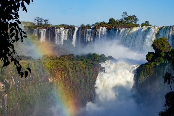 A rainbow over  Iguazú National Park in Argentina