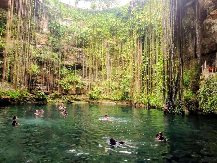 Cheryl and her friends enjoying Ik Kil Cenote