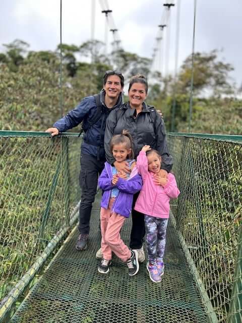 Jess and family exploring the hanging bridges