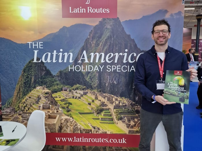 Giuliano showing off the latest Latin Routes brochure