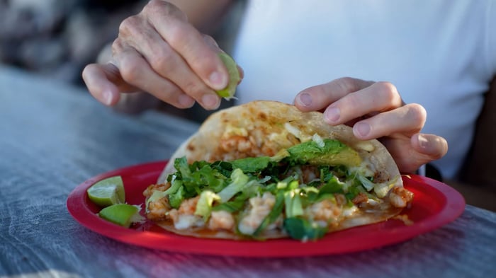 quesatacos at a taco stand in Baja California Sur, Mexico