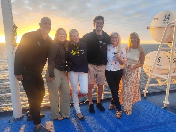 Sunset onboard in the Galapagos Islands