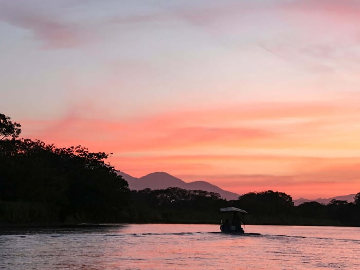 Sunset over Rio Frio Caño Negro, Costa Rica