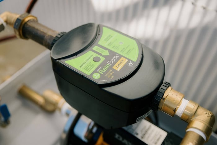 close up of automatic rain bank valve switch 