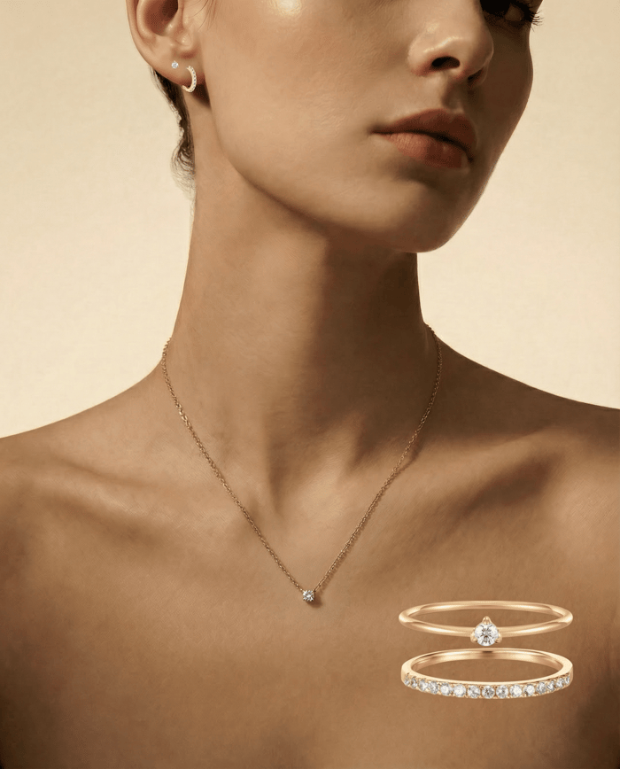 diamond stack earrings studs huggies birthstone solitaire necklace gemstones