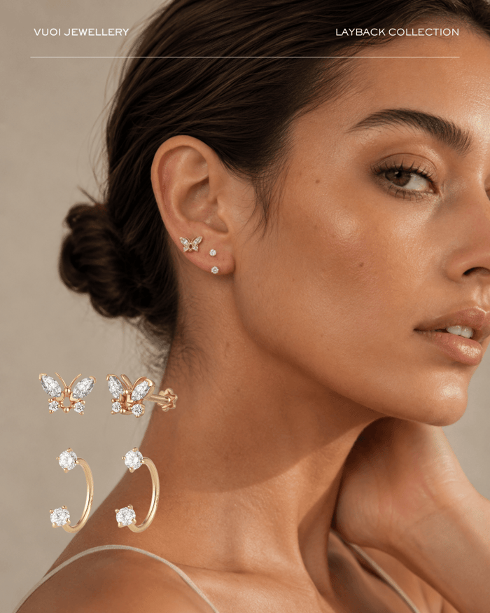flatback earring stack guide to wearing flatback earrings piercing sydney why flatback jewellery guide butterfly hoop