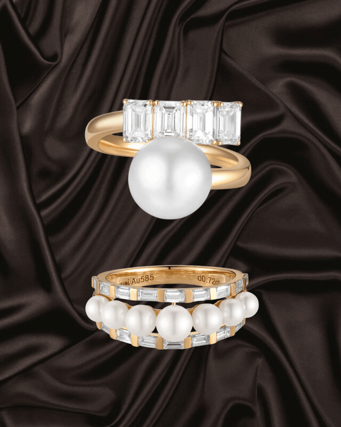 lab-grown diamonds pearl jewellery ring