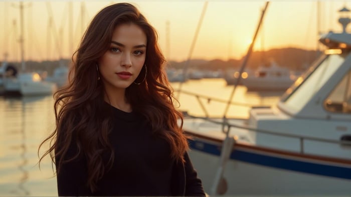 Woman wearing black long sleeve mini dress in Australia on a yacht by the sea - effortless day-to-night styling