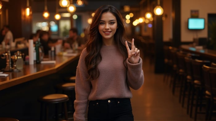 Santori fleece pullover styled with denim jeans and boots
