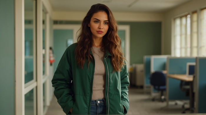 Green jacket outfit styled by Santori The Label in Australia