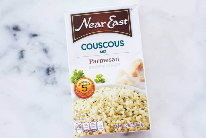 View of a box of couscous, which contains inflammation-causing durum wheat as discussed in 10 Foods That Fight Inflammation.