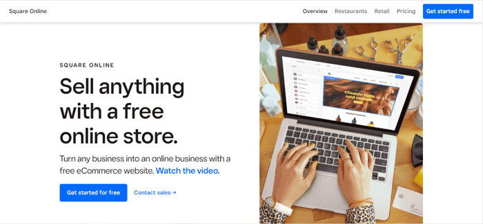 Square online homepage