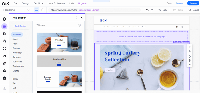 Wix advanced editor