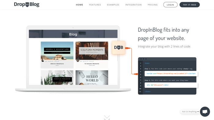 DropInBlog integrates easily