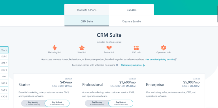 HighLevel vs HubSpot: HubSpot bundles