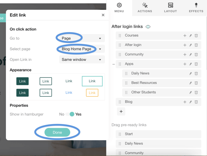 Link to the blog Page in LearnWorlds