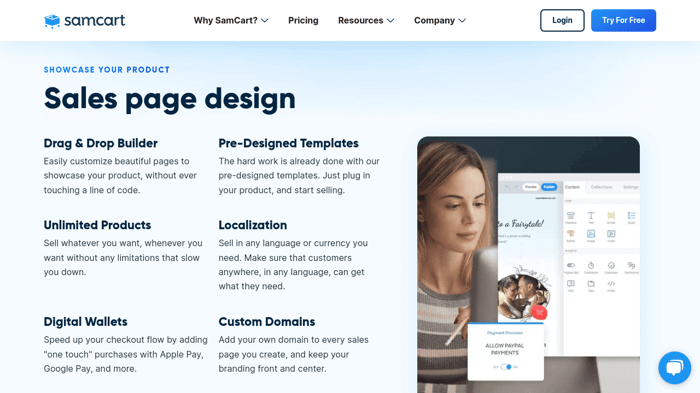 SamCart page builder