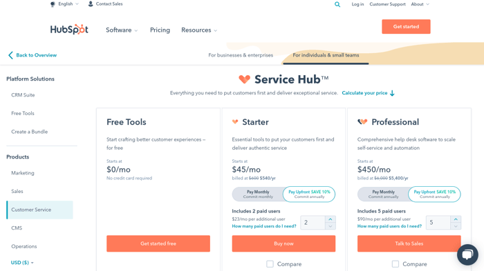 Customer service hub individuals
