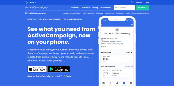 ActiveCampaign mobile app