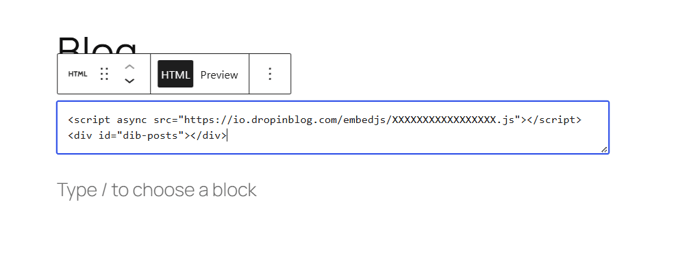 Adding your DropInBlog blog code to WordPress