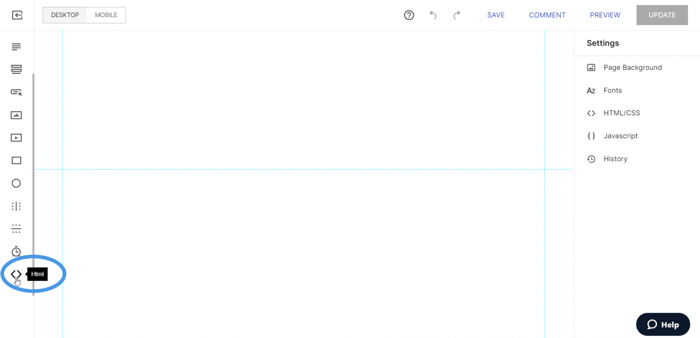 How to create a blog on Instapage: Add html Instapage