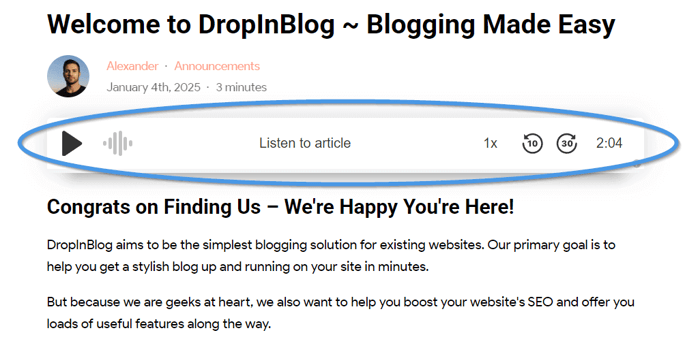 DropInBlog's Blog Voice AI™ player