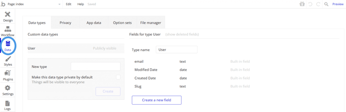Bubble data tab