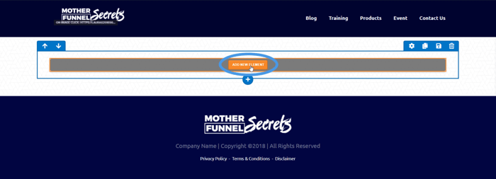 ClickFunnels add new element button