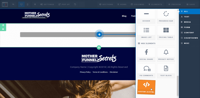 ClickFunnels custom js html element