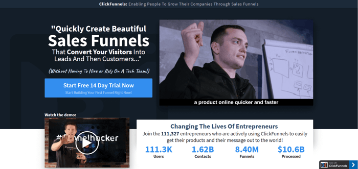 Clickfunnels home page