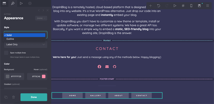Customizing footer section