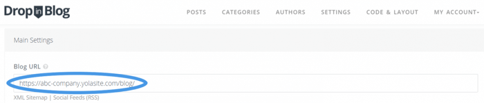 DropInBlog settings