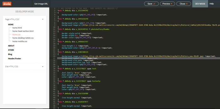 Duda vs WordPress: Duda developer mode customization