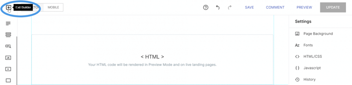 Exit page builder