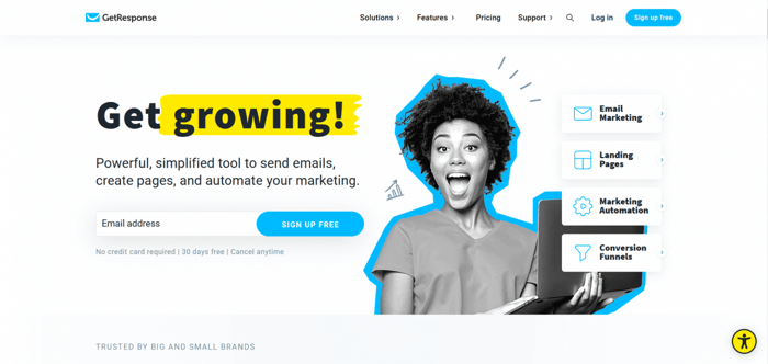 Getresponse home page