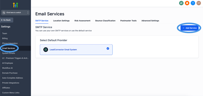 How to use GoHighLevel: Add an email service