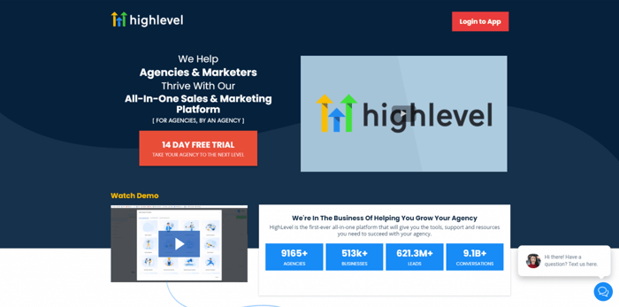 HighLevel vs HubSpot: HighLevel home page