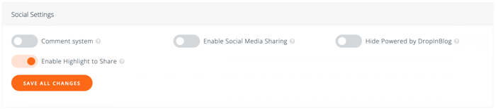 enabling highlight to share DropInBlog