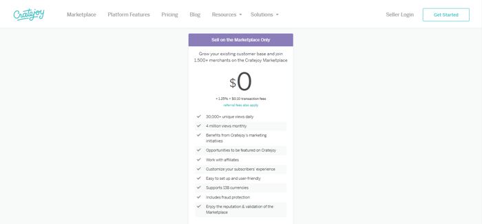 cratejoy pricing free plan