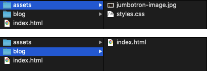 Existing file structure of example website