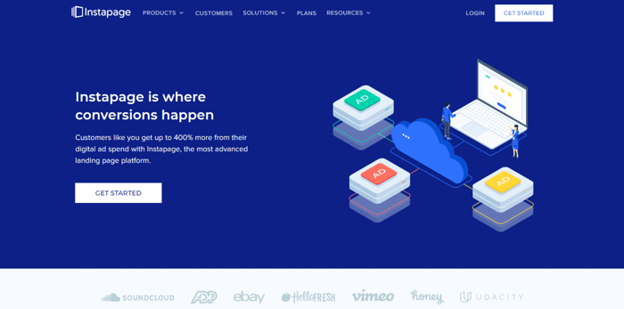 Instapage home page