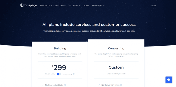 Instapage pricing plans