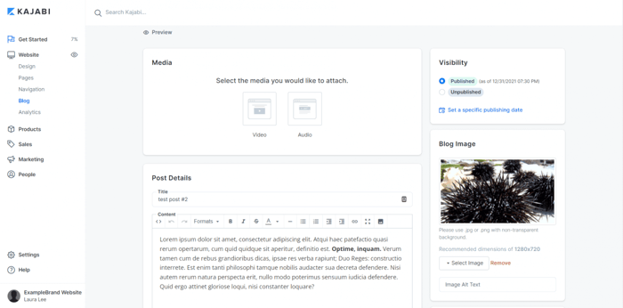 Kajabi built-in blog
