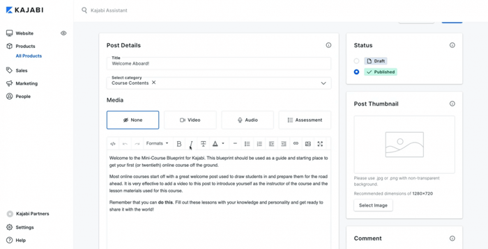 Kajabi course blueprint content