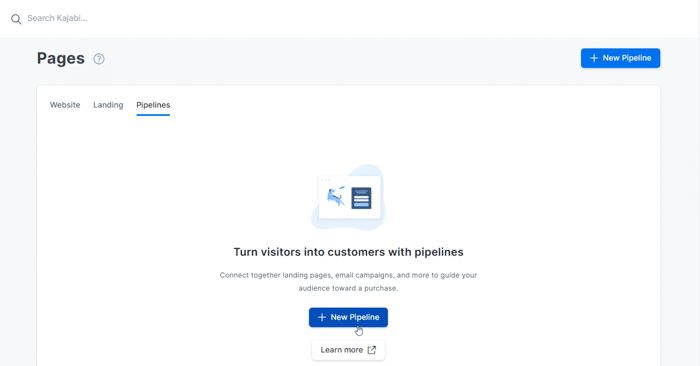 Kajabi create a new pipeline
