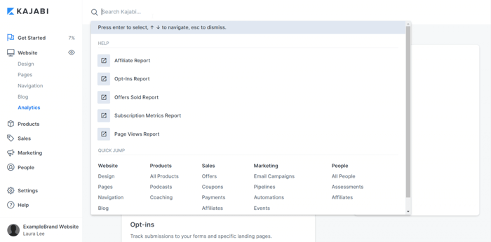 Kajabi reports analytics