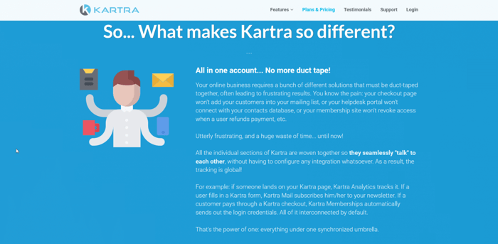 Kartra vs Kajabi: Kartra's home page