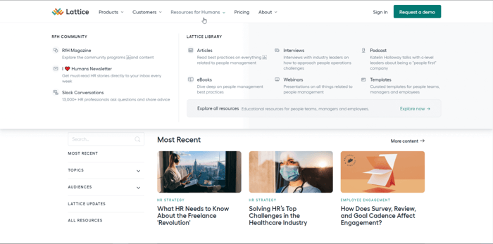 Webflow Lattice HR resources