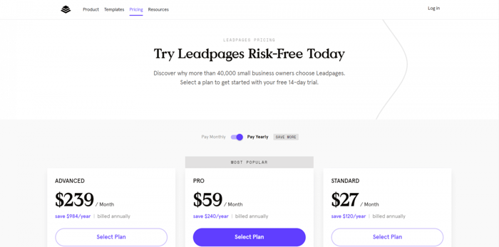 Leadpages pricing